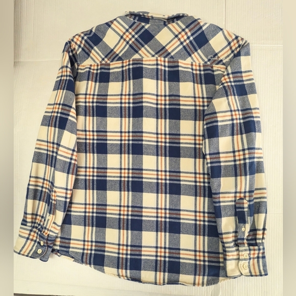 Quiksilver Waterman Blue Plaid Flannel Button Up Long Sleeve Shirt Size L - Picture 6 of 9